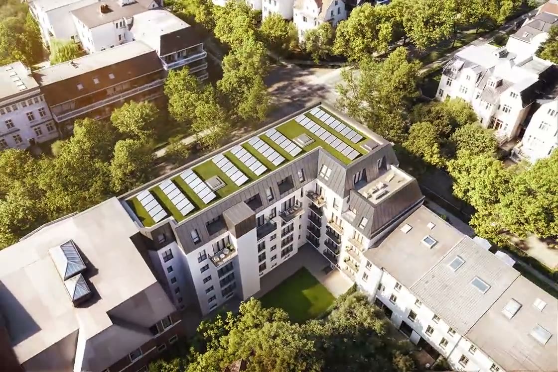 Aerial architectural render of the Lindenhof development